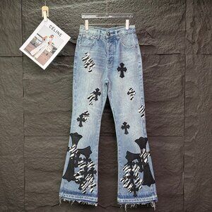 Chrome Hearts Retro Zebra Print Bootcut Jeans